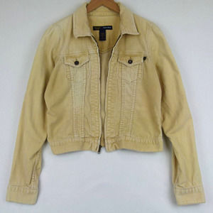 Abercrombie & Fitch Womens Corduroy Jacket Zip Retro Y2K Grunge Beige Yellow S